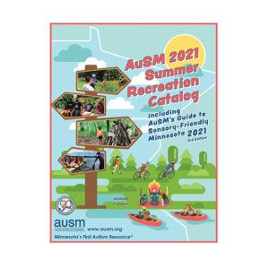 AuSM 2021 Summer Recreation Catalog Cover featuring photos of youth and teens doing outdoor activities