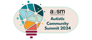 Autistic Community Summit logo: a lightbulb broken into colorful polygons