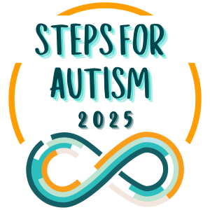 The Steps for Autism logo, a circle with a colorful infinity sign at the bottom of it