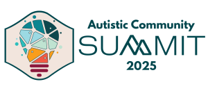 The Autistic Community Summit logo, a colorful lightbulb broken into polygons