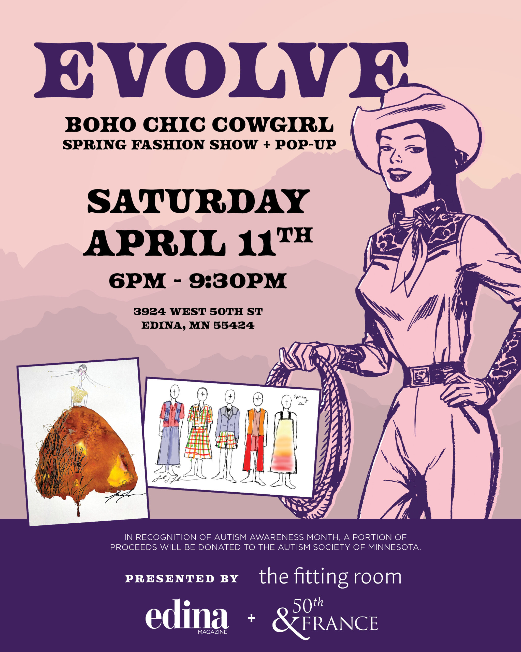 Flyer for event, features and image of a cowgirl